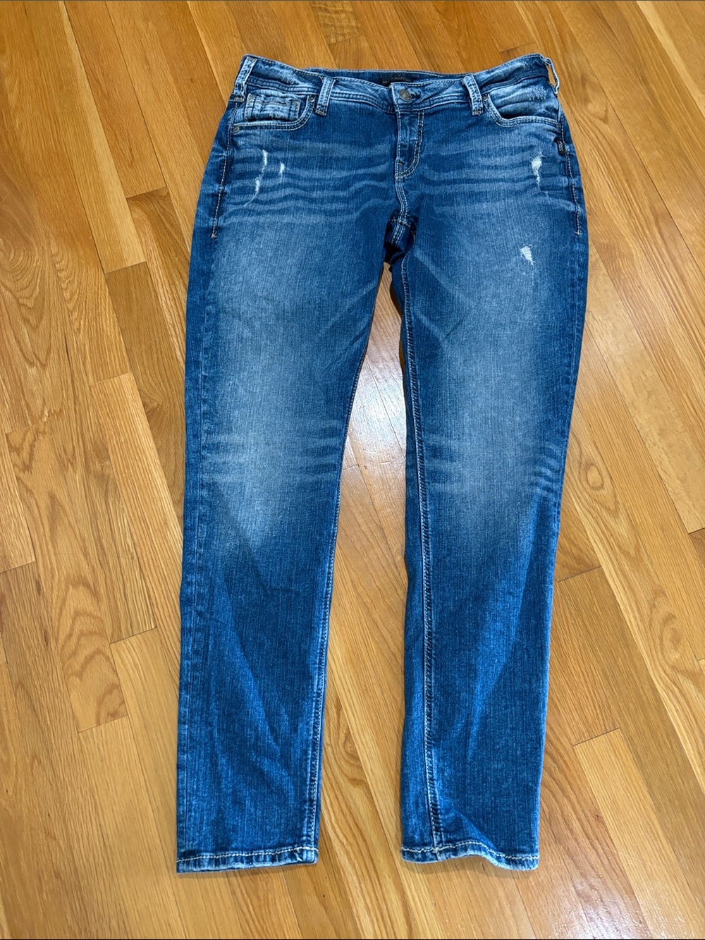 Silver Jeans Co Girlfriend Jeans W34 L29 Medium Wash Stretch Denim